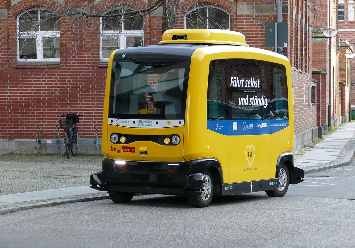 An autonomous self-driving car sensing the road, a form of Physical AI
